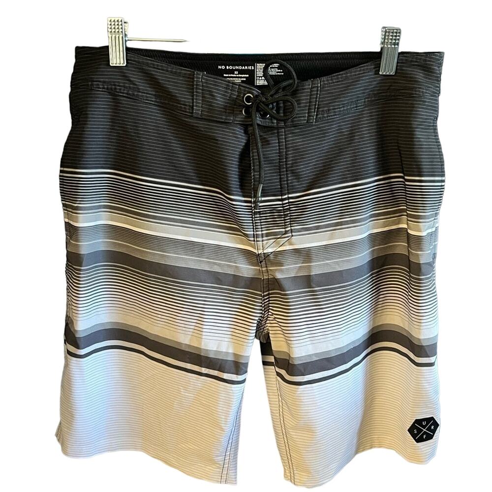 No Boundaries Swim Shorts Trunks Men Sz 32 lightweight Black Gray